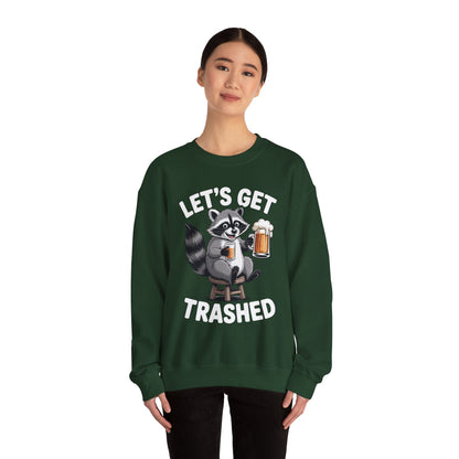Funny Let's Get Trashed Raccoon Meme Humor Beer Drinking Sweatshirt