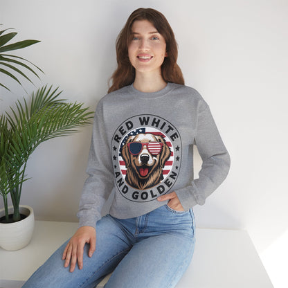 Red White Golden Retriever American Flag 4th of July Gift Sweatshirt