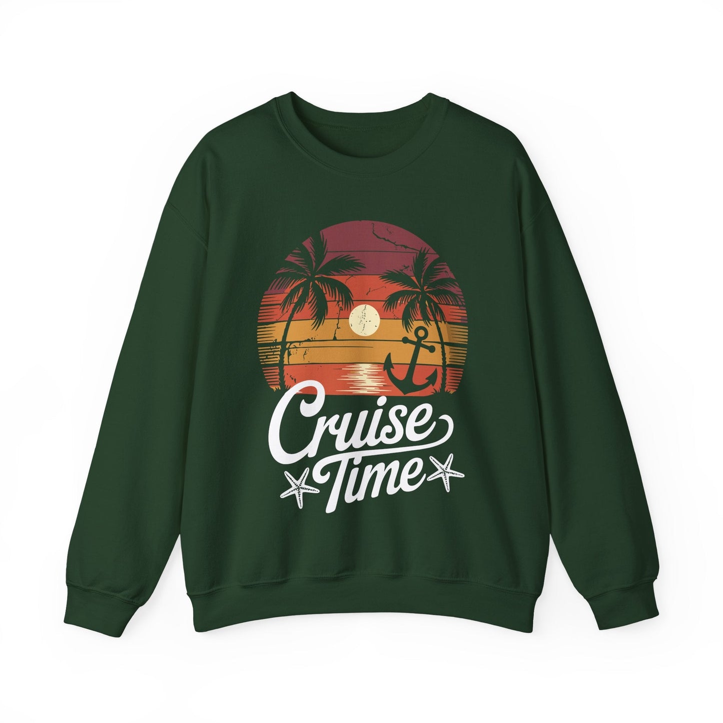 On Cruise Time Coconut Tree Graphic Summer Vacation Cruising Sweatshirt