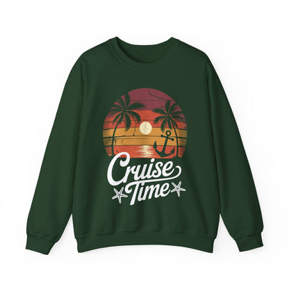 On Cruise Time Coconut Tree Graphic Summer Vacation Cruising Sweatshirt
