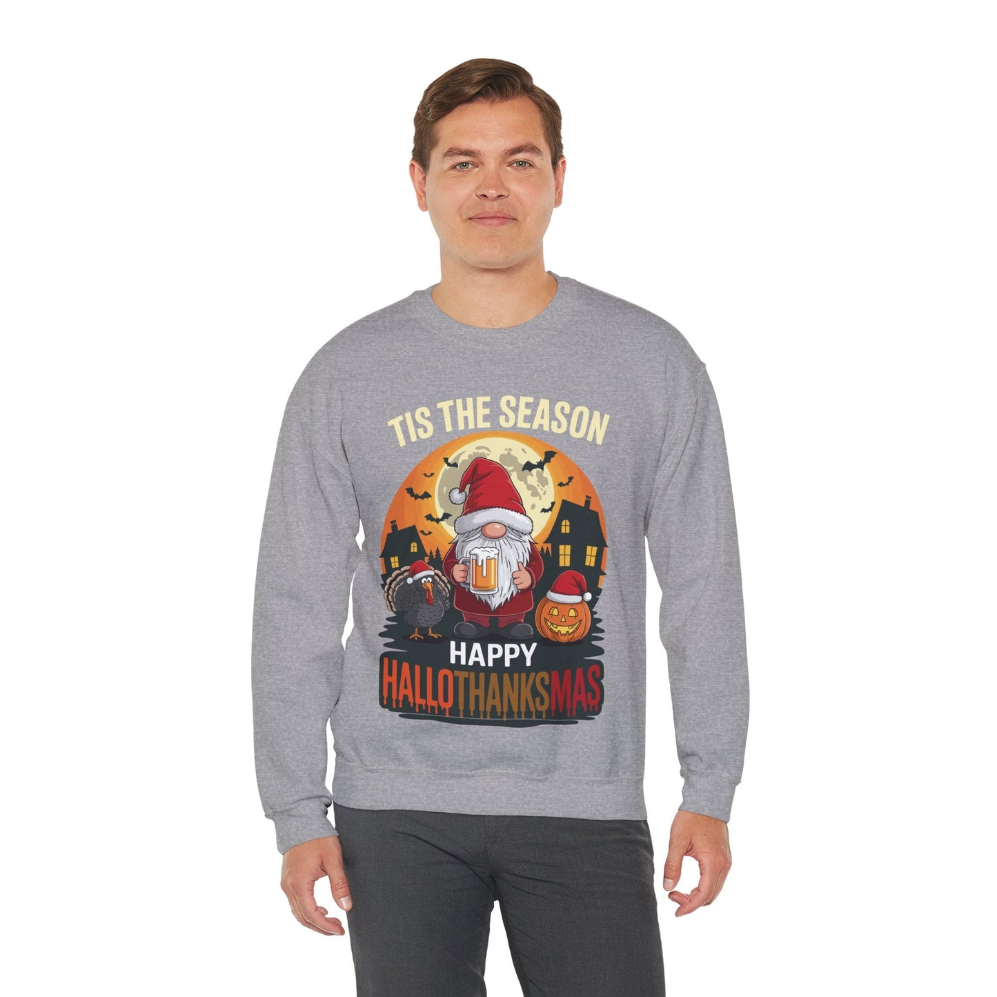 Happy Hallothanksmas Halloween Thanksgiving Merry Christmas Sweatshirt