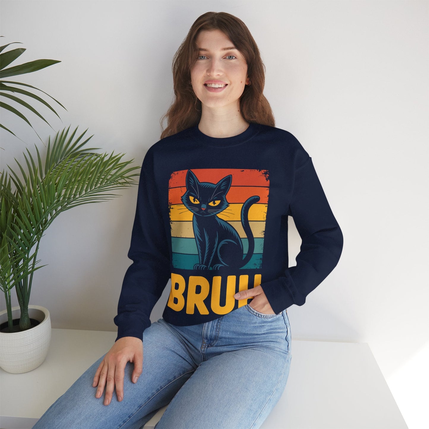 Funny Cat Bruh For Teens Boys Girls Men Women Meme Graphic Sweatshirt