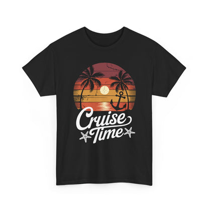 On Cruise Time Coconut Tree Graphic Summer Vacation Cruising T-shirt