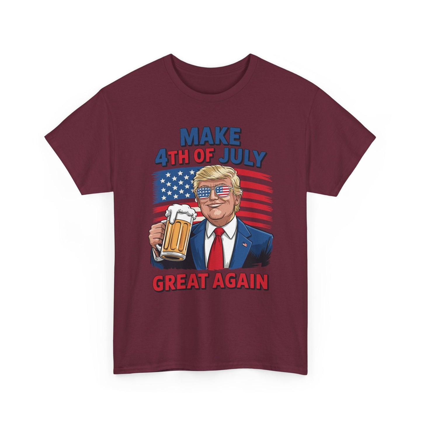 Funny Trump Make 4th Of July Great Again Drinking Beer T-Shirt