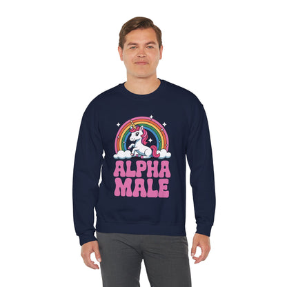 Funny Alpha Male Unicorn Sarcastic Ironic Weird Y2K Humor Sweatshirt