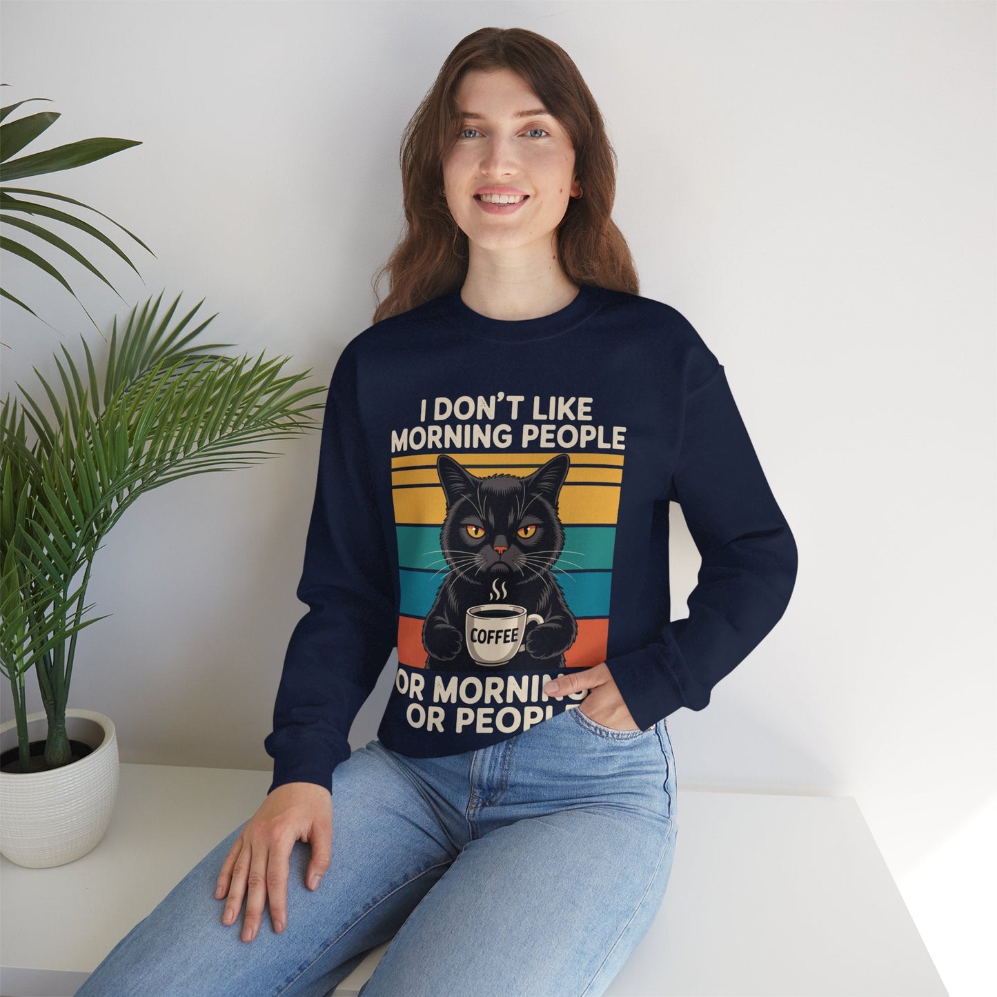 I Hate Morning People And Mornings And People Coffee Cat Sweatshirt