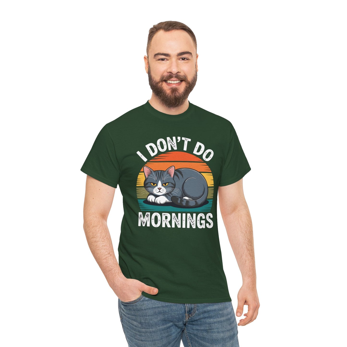 Funny Sleep Cat I Don't Do Morning T-Shirt