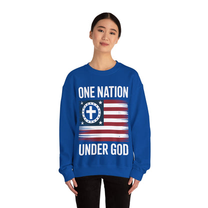 One Nation Under God Flag 4th Of July Patriotic Christian Sweatshirt