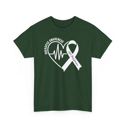 Overdose Awareness Month Heart Purple Ribbon Support T-Shirt