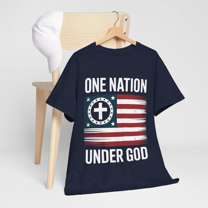 One Nation Under God Flag 4th Of July Patriotic Christian T-Shirt