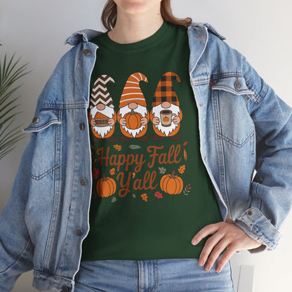 Happy Fall Y'all Gnome Pumpkin Autumn Thanksgiving Men Women T-Shirt