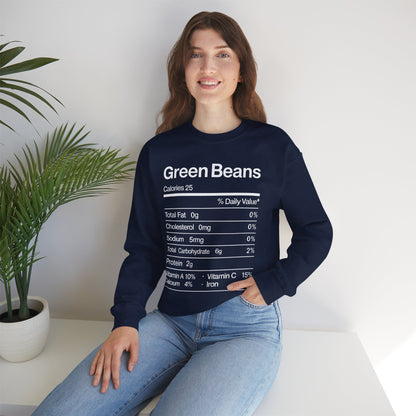 Green Beans Nutrition Facts Funny Thanksgiving Christmas Sweatshirt