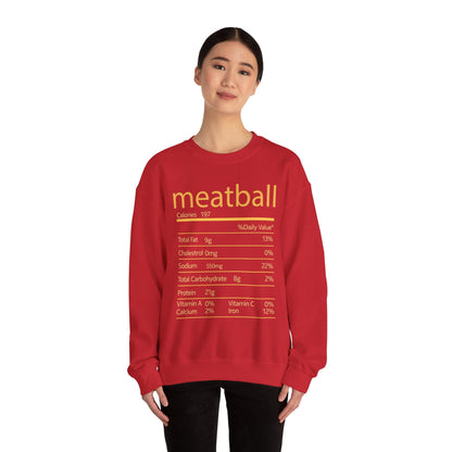 Meatball Nutrition Facts Funny Thanksgiving Christmas Sweatshirt