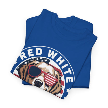 Red White Golden Retriever American Flag 4th of July Gift T-Shirt