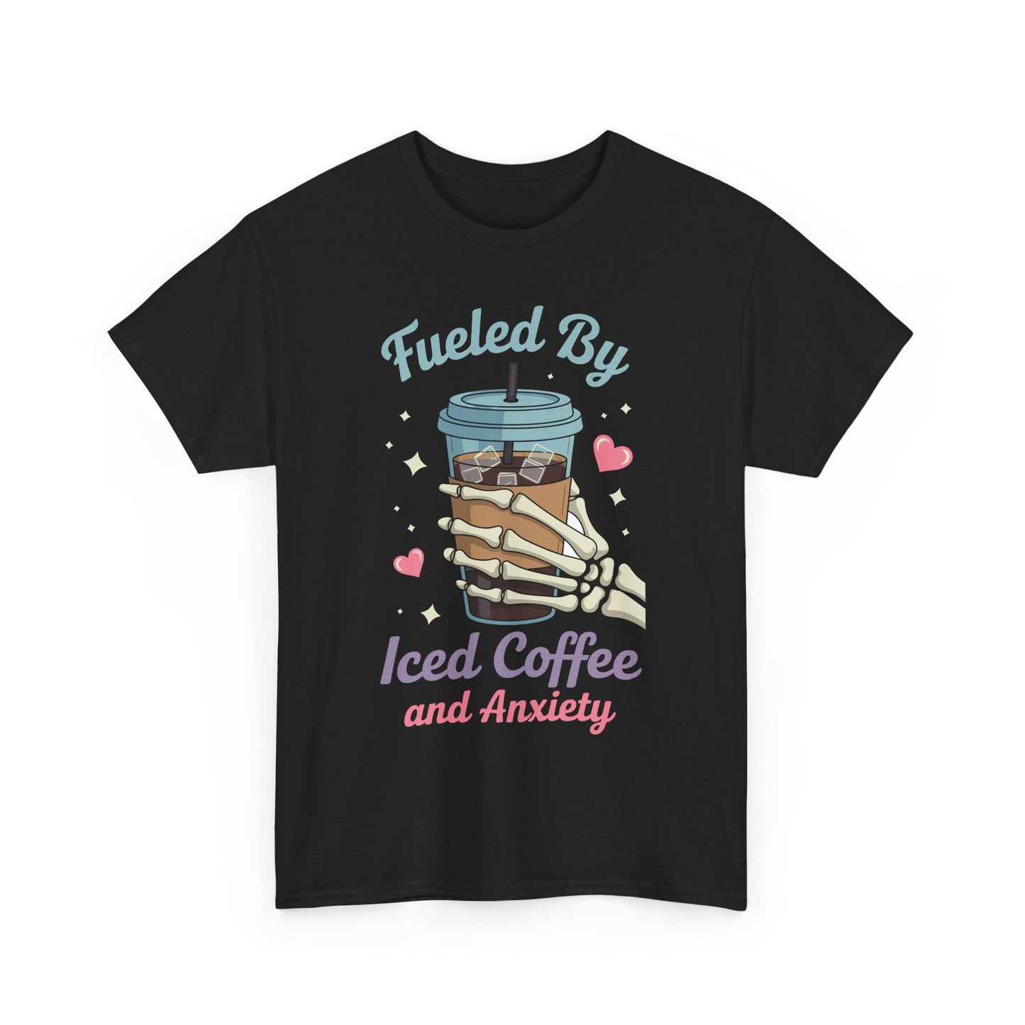 Fueled by Iced Coffee and Anxiety Funny Coffee Lover T-Shirt