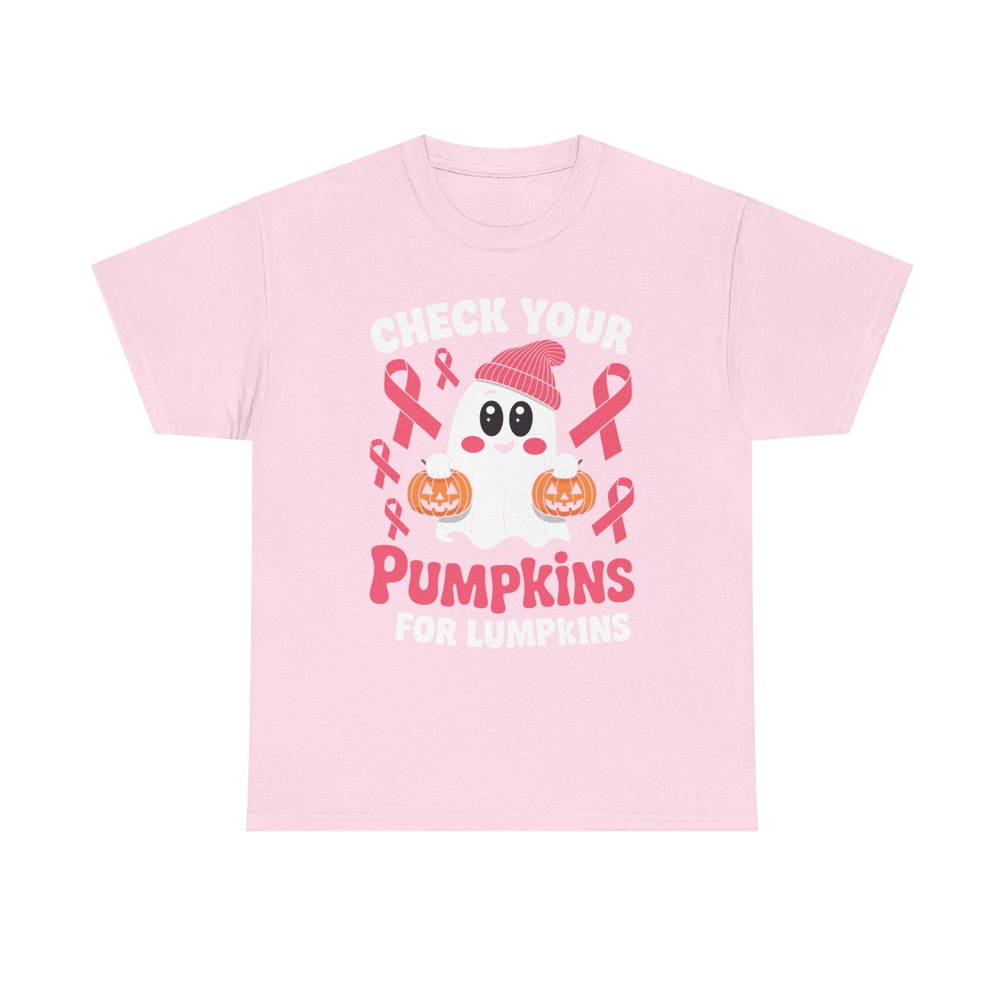 Breast Cancer Halloween Boo Ghost Check Your Pumpkins Womens T-Shirt