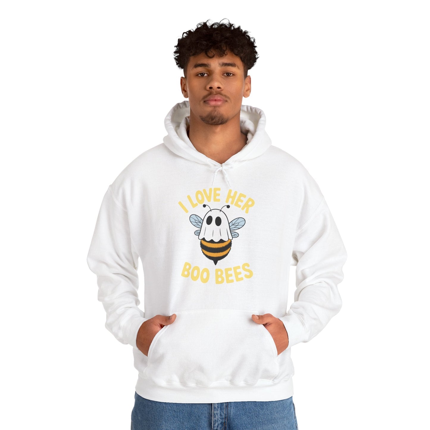 I Love Her Boo Bees Couples Halloween Adult Costume His Men Hoodie