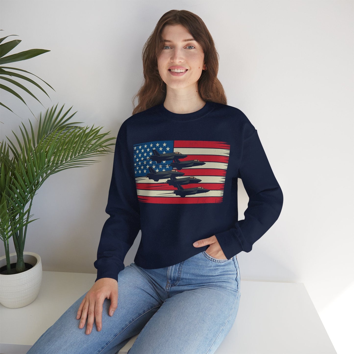 Vintage American Flag USA Fighter Jets 4th of July Patriotic Sweatshirt