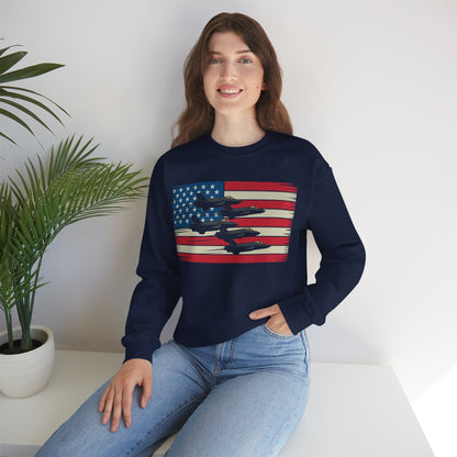 Vintage American Flag USA Fighter Jets 4th of July Patriotic Sweatshirt