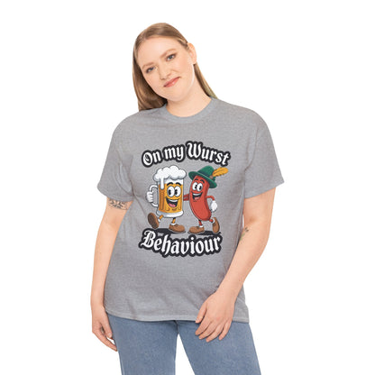 Oktoberfest On My Wurst Behaviour German Beer Sausage Adults T-Shirt
