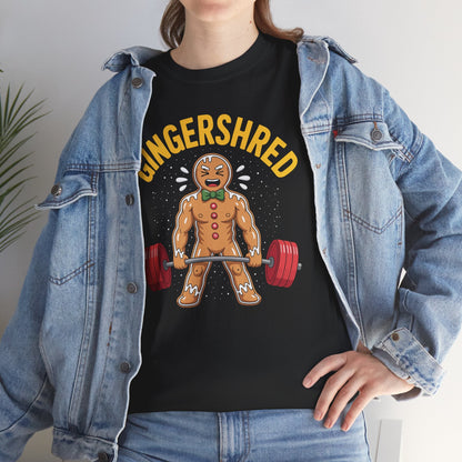 Funny Gingershred Gingerbread Man Gym Bodybuilding Christmas T-Shirt