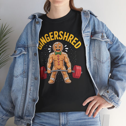 Funny Gingershred Gingerbread Man Gym Bodybuilding Christmas T-Shirt