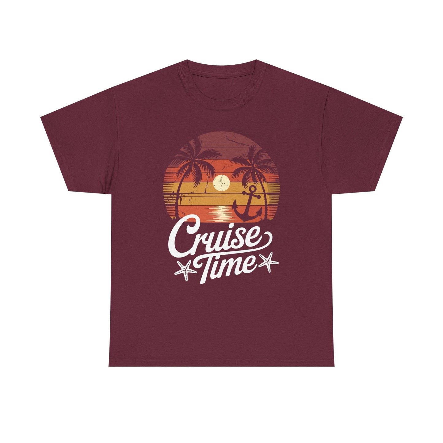 On Cruise Time Coconut Tree Graphic Summer Vacation Cruising T-shirt