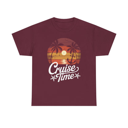 On Cruise Time Coconut Tree Graphic Summer Vacation Cruising T-shirt
