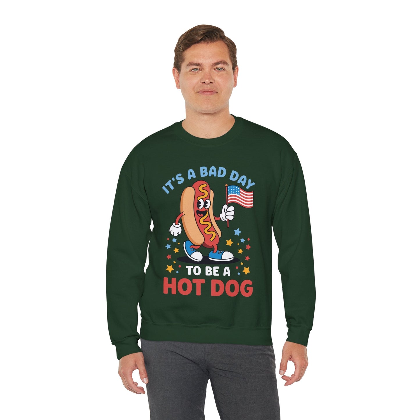 Its A Bad Day To Be A Hot Dog Funny meme HotDog usa flag Men Women Sweatshirt