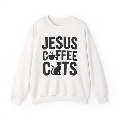 Christian Jesus, Coffee, Cats - Religous Cat Caffeine Lover Sweatshirt
