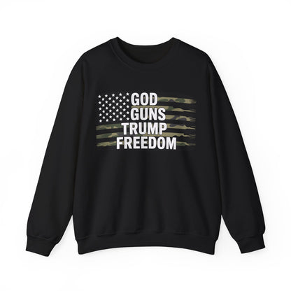 God Guns Trump Freedom Funny Camouflage Pro Gun USA Flag Sweatshirt