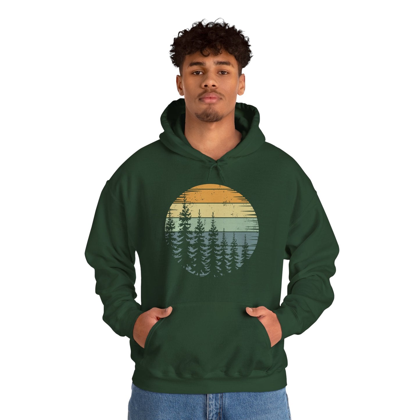 Retro Forest Trees Outdoors Nature Vintage Graphic Hoodie