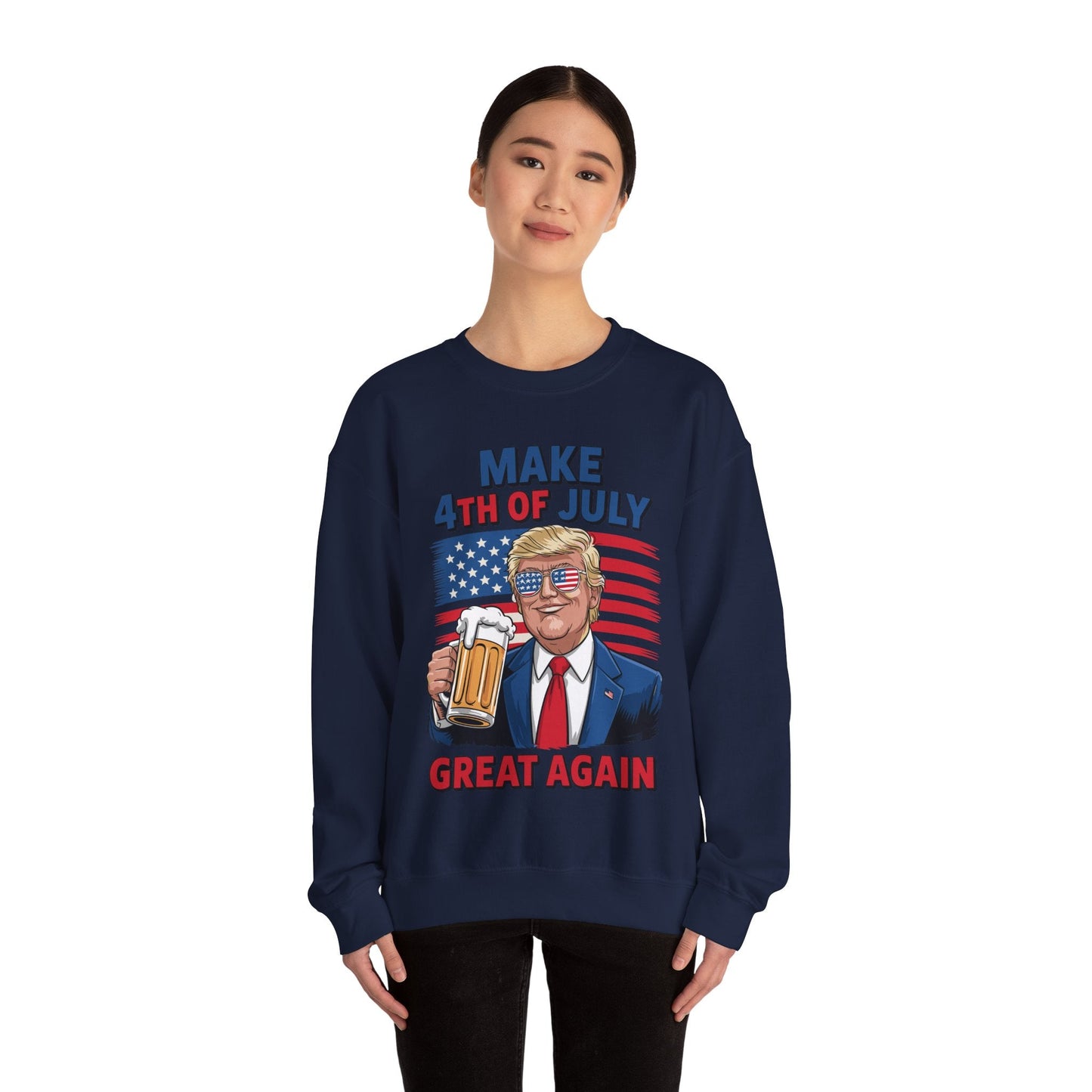 Funny Trump Make 4th Of July Great Again Drinking Beer Sweatshirt