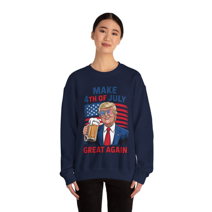 Funny Trump Make 4th Of July Great Again Drinking Beer Sweatshirt