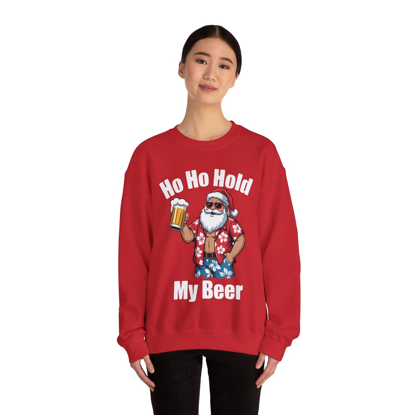 Funny Santa With Sunglasses And Beer Christmas in July Sweatshirt