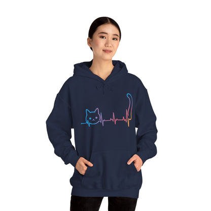 Heartbeat Cat Lover Animal Silhouette Cute Cat Hoodie
