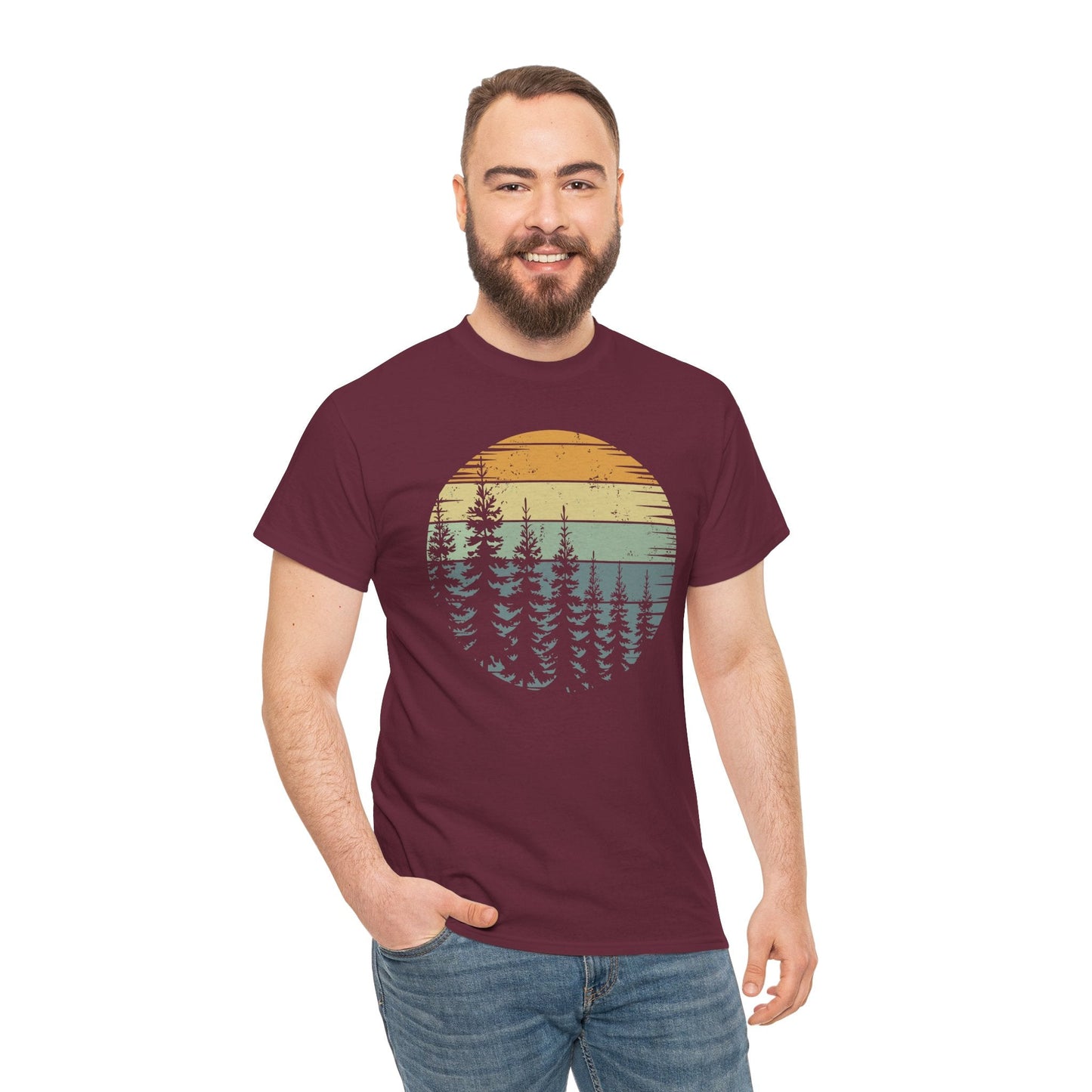 Retro Forest Trees Outdoors Nature Vintage Graphic T-Shirt