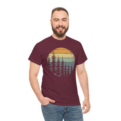 Retro Forest Trees Outdoors Nature Vintage Graphic T-Shirt