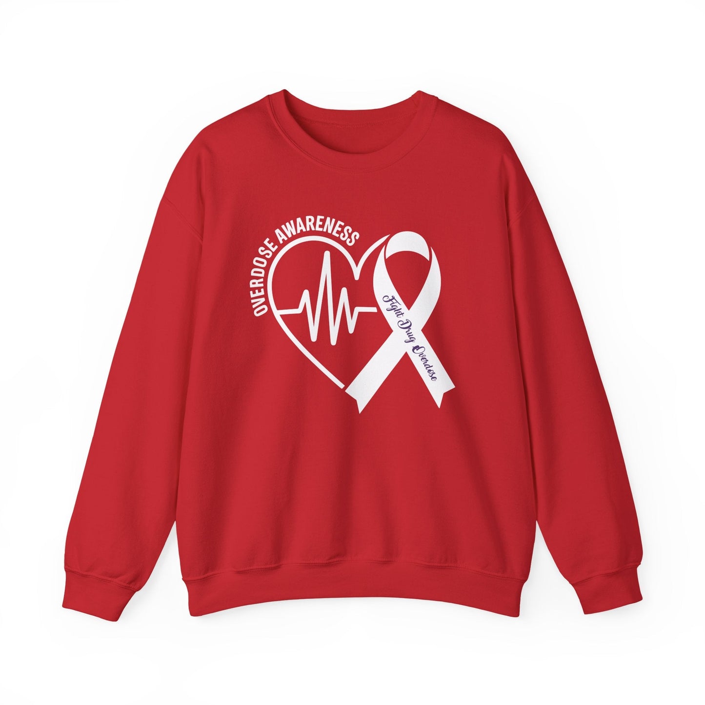 Overdose Awareness Month Heart Purple Ribbon Support Sweatshirt