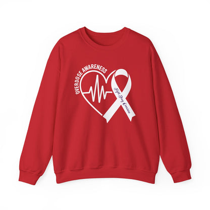 Overdose Awareness Month Heart Purple Ribbon Support Sweatshirt