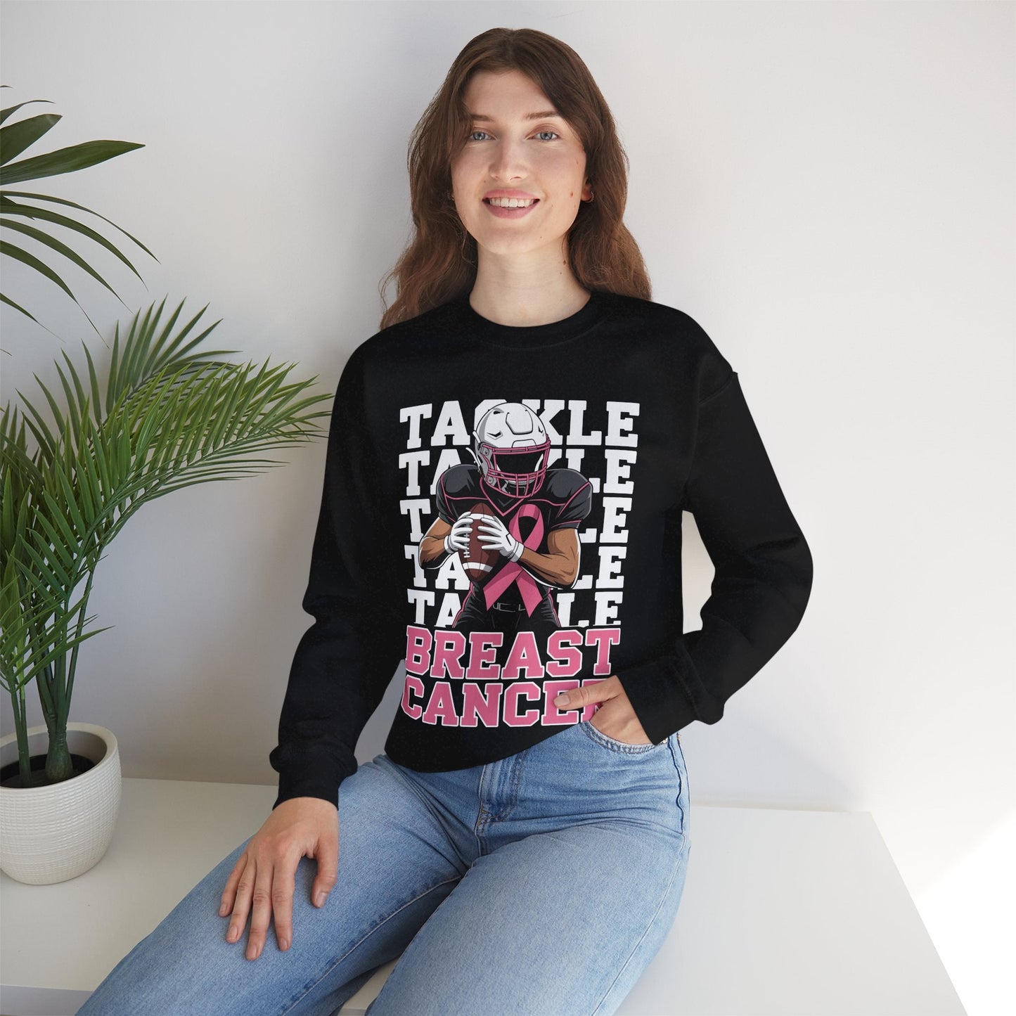 Tackle Football Breast Cancer Awareness Pink Ribbon Sweatshirt