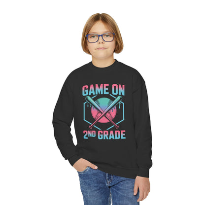 2nd Grade Back to School Baseball Drip Ice Cream Game On Kid Sweatshirt