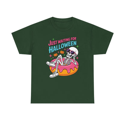 Just Waiting For Halloween Skeleton Donut Summerween Vibes T-Shirt