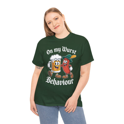 Oktoberfest On My Wurst Behaviour German Beer Sausage Adults T-Shirt