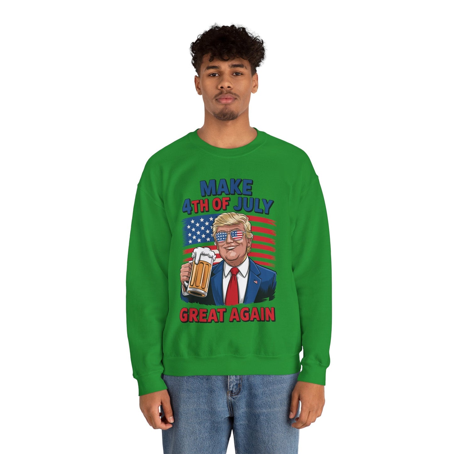 Trump Make 4th of July Great Again Men Drinking Beer Funny Sweatshirt