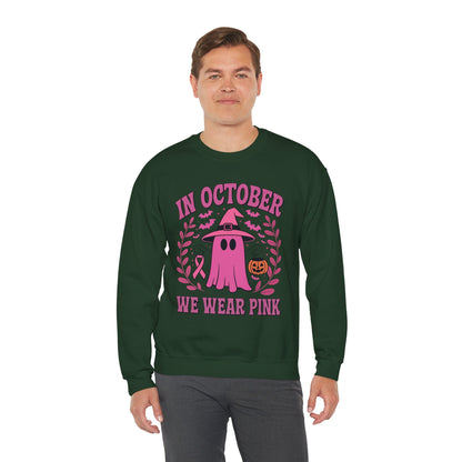 In October We Wear Pink Breast Cancer Awareness Halloween Sweatshirt