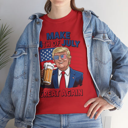 Trump Make 4th of July Great Again Men Drinking Beer Funny T-Shirt