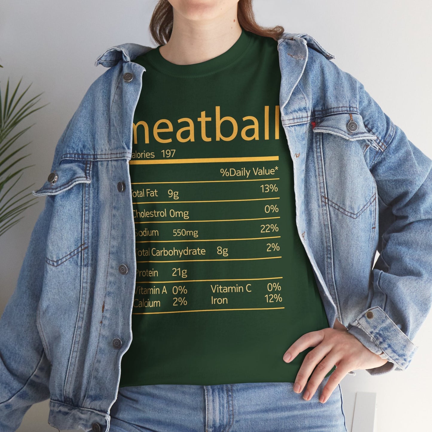 Meatball Nutrition Facts Funny Thanksgiving Christmas T-Shirt