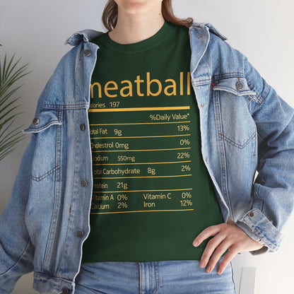 Meatball Nutrition Facts Funny Thanksgiving Christmas T-Shirt