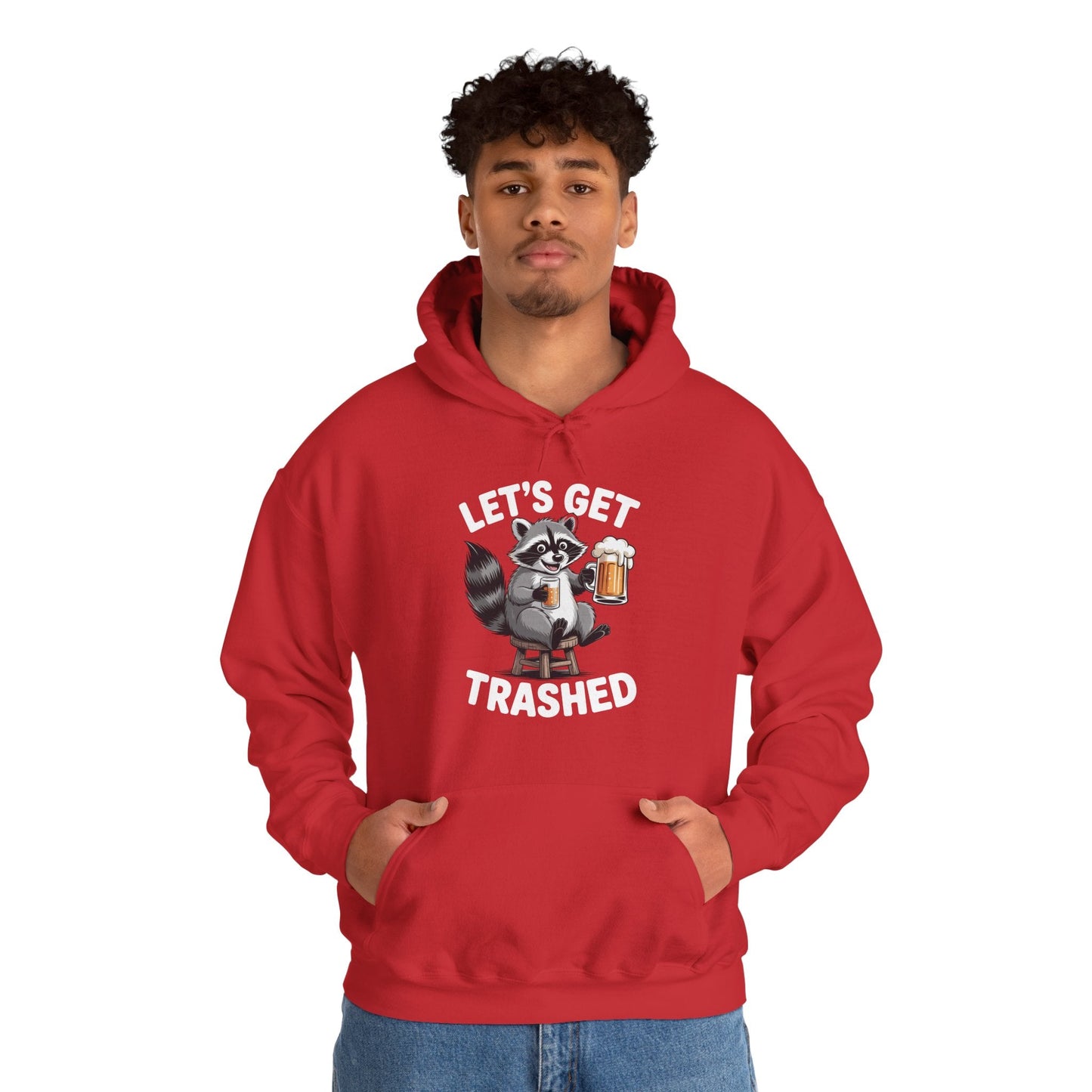 Funny Let's Get Trashed Raccoon Meme Humor Beer Drinking Hoodie